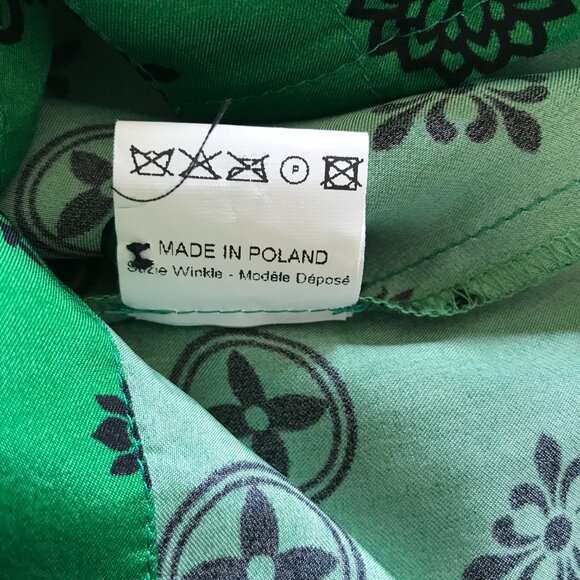 Suzie Winkle Katie Button Down Shirt Top Blouse Womens 36 Small Green Black - Picture 10 of 15